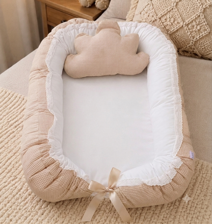 Ninho wafle para bebé com renda - 2 peças