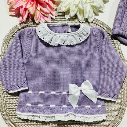 Saída de Maternidade - conjunto de 3 peças  em malha- 1/3M - Diana