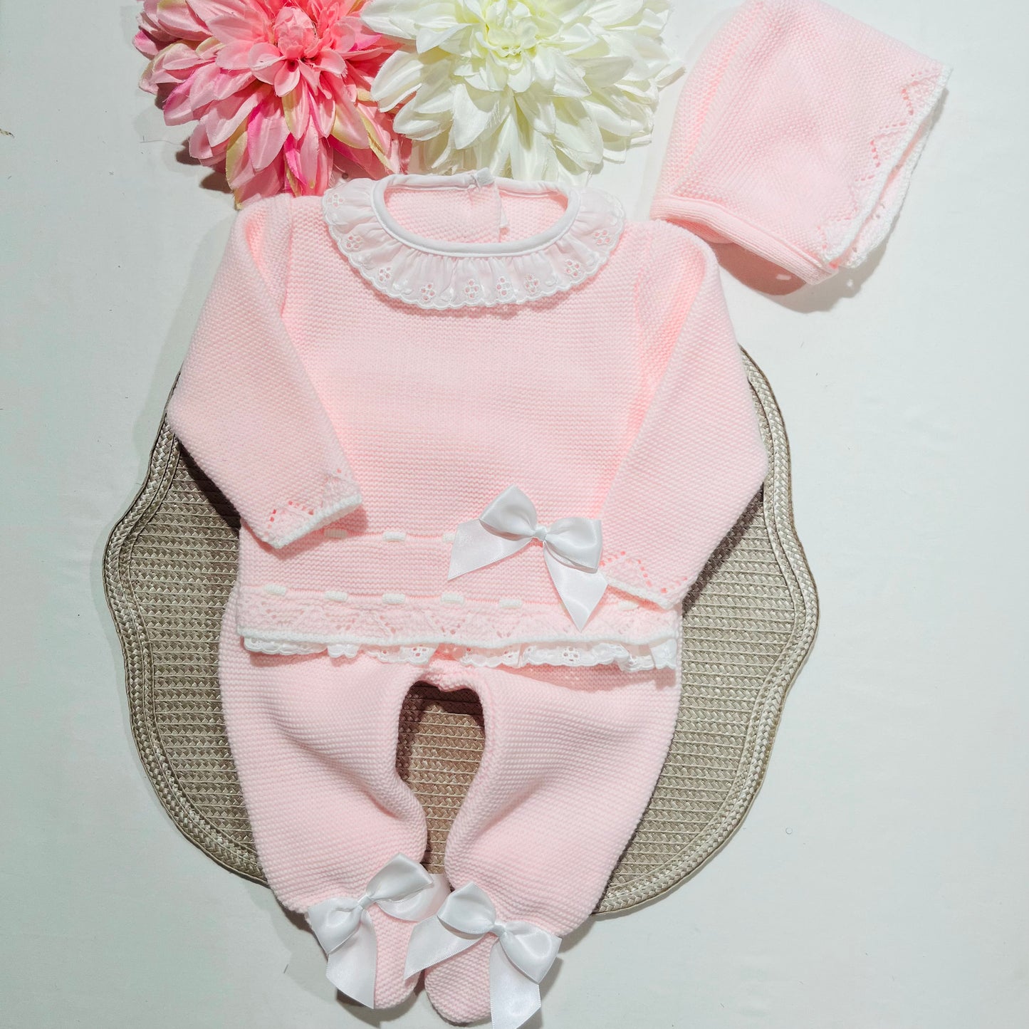 Saída de Maternidade - conjunto de 3 peças  em malha- 1/3M - Diana