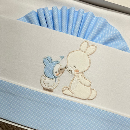 Jogo de lençóis em flanela para Cama de grades - Coelhinho azul
