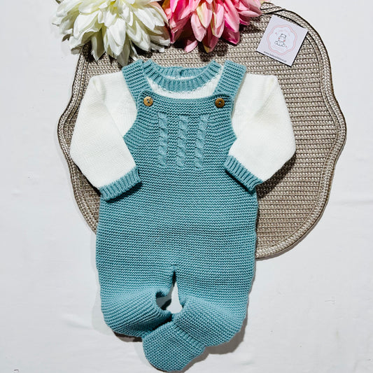 Conjunto de malha para bebé Aconchego - Verde água- 1M, 3M e 6M
