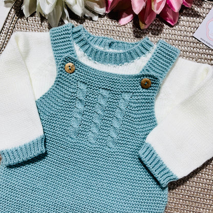 Conjunto de malha para bebé Aconchego - Verde água- 1M, 3M e 6M