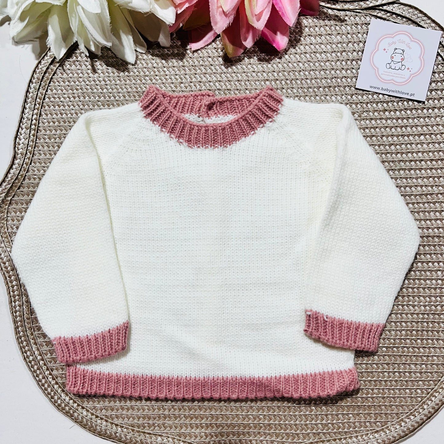 Conjunto de malha para bebé Aconchego - Rosa velho - 1M, 3M e 6M
