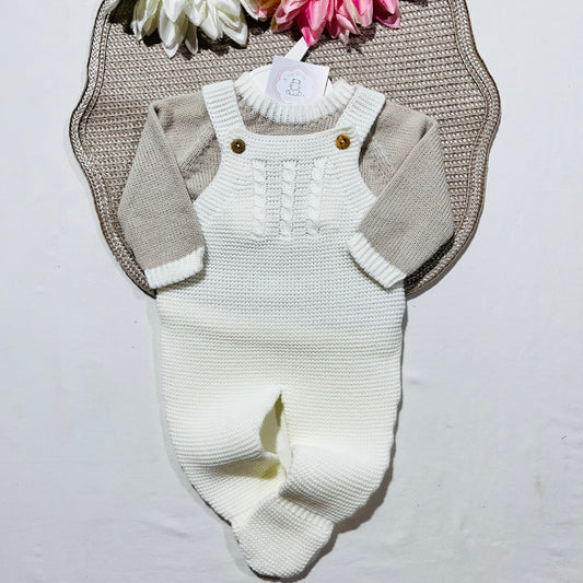 Conjunto de malha para bebé Aconchego - Pérola - 1M, 3M e 6M