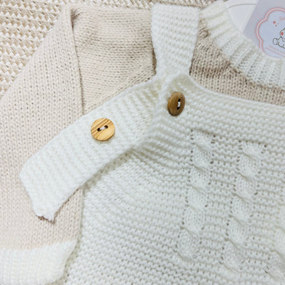 Conjunto de malha para bebé Aconchego - Pérola - 1M, 3M e 6M