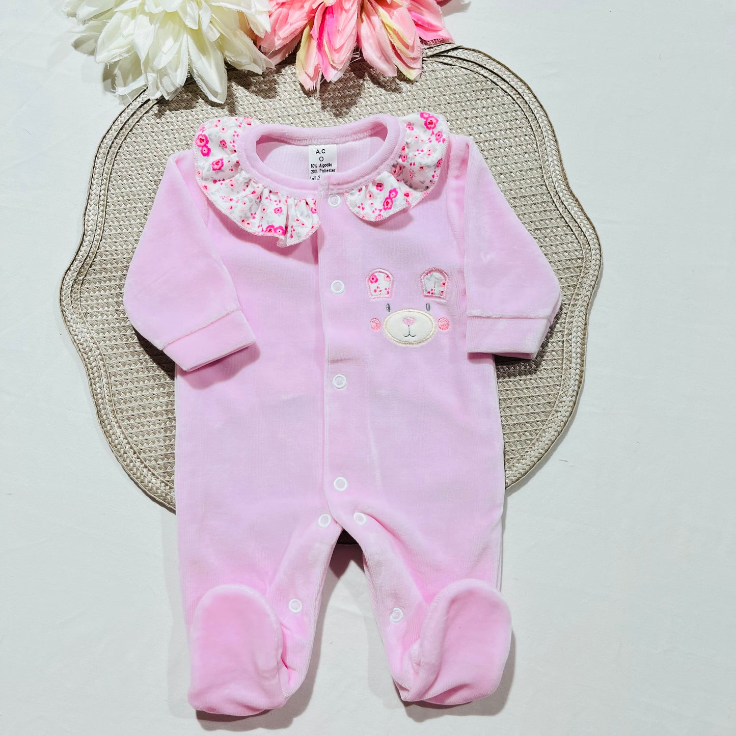 Babygrow em veludo - Ursinho Ternura - 0 e 1M