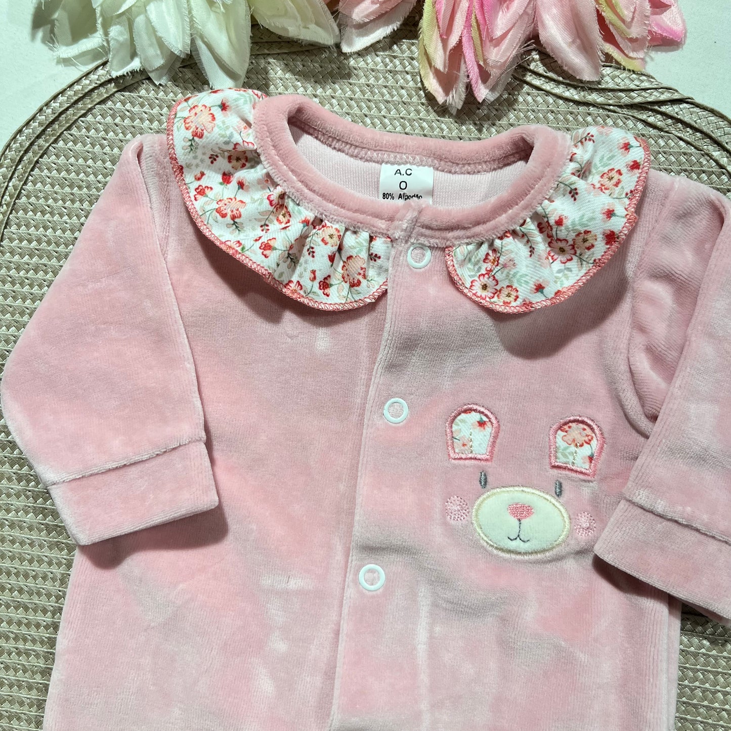 Babygrow em veludo - Ursinho Ternura - 0 e 1M