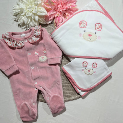Kit Ursinho Ternura - 0M - Rosa velho