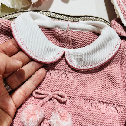Conjunto de Saída de maternidade pompom para Bebé 0-3 meses - Rosa velho
