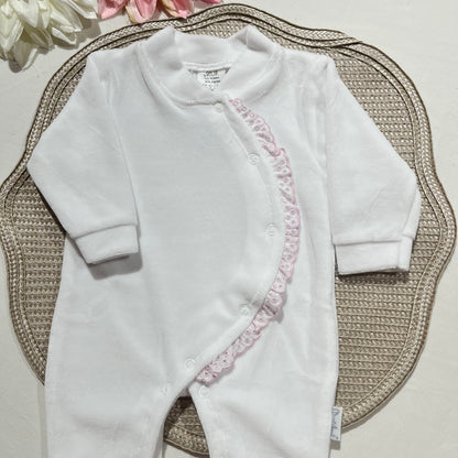 Babygrow em veludo com renda - 0/1 - Premium