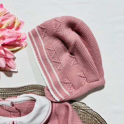 Conjunto de Saída de maternidade pompom para Bebé 0-3 meses - Rosa velho