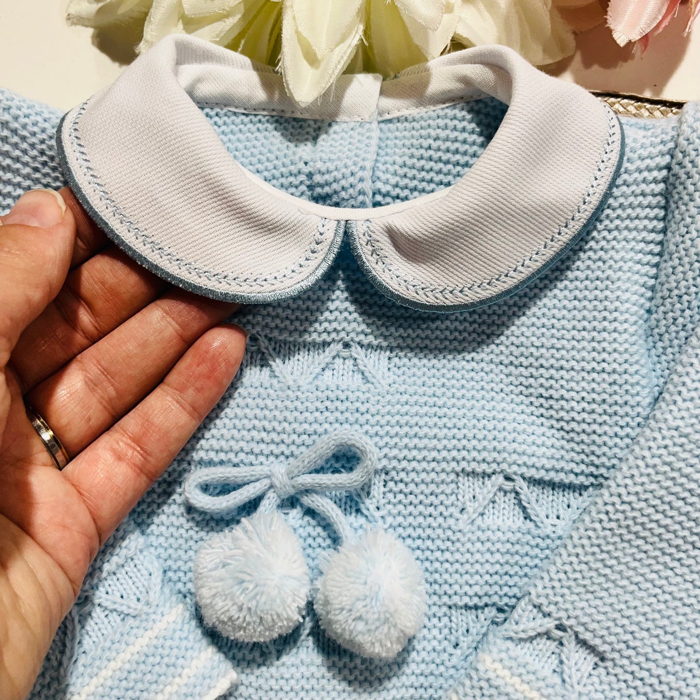 Conjunto de Saída de maternidade pompom para Bebé 0-3 meses - Azul bebé