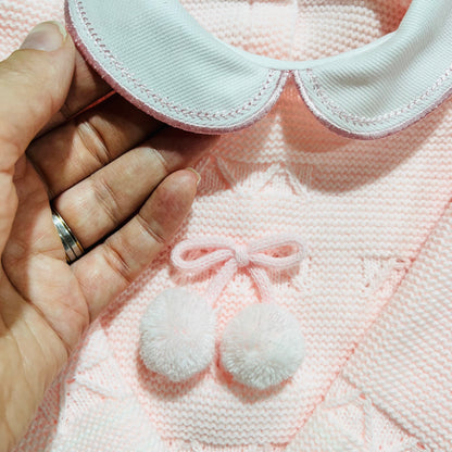 Conjunto de Saída de maternidade pompom para Bebé 0-3 meses - Rosa bebé