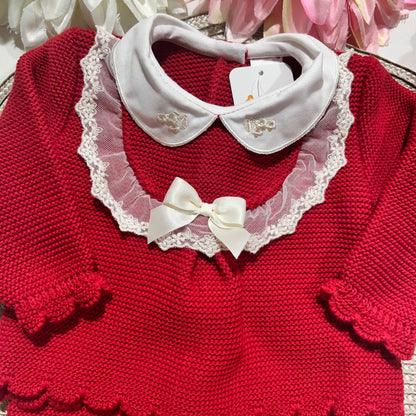 Conjunto saida de maternidade Encanto em malha para bebé - Vermelho