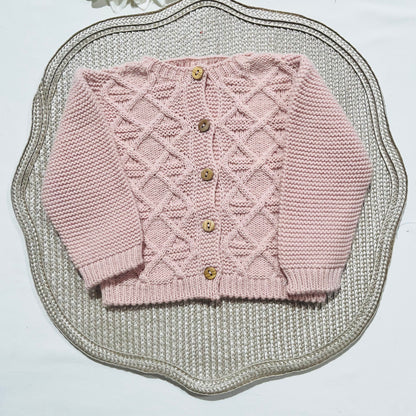 Conjunto de malha para bebé - 3 peças -1/3M e 3/6M - Rosa velho