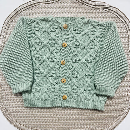 Conjunto de malha para bebé - 3 peças -1/3M e 3/6M - Verde seco