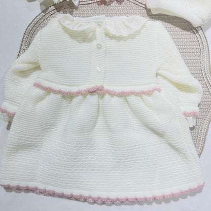 Vestido em malha para bebé - 1/3 e 3/6M - Pérola