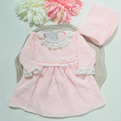 Vestido em malha para bebé - 1/3 e 3/6M - Rosa bebé