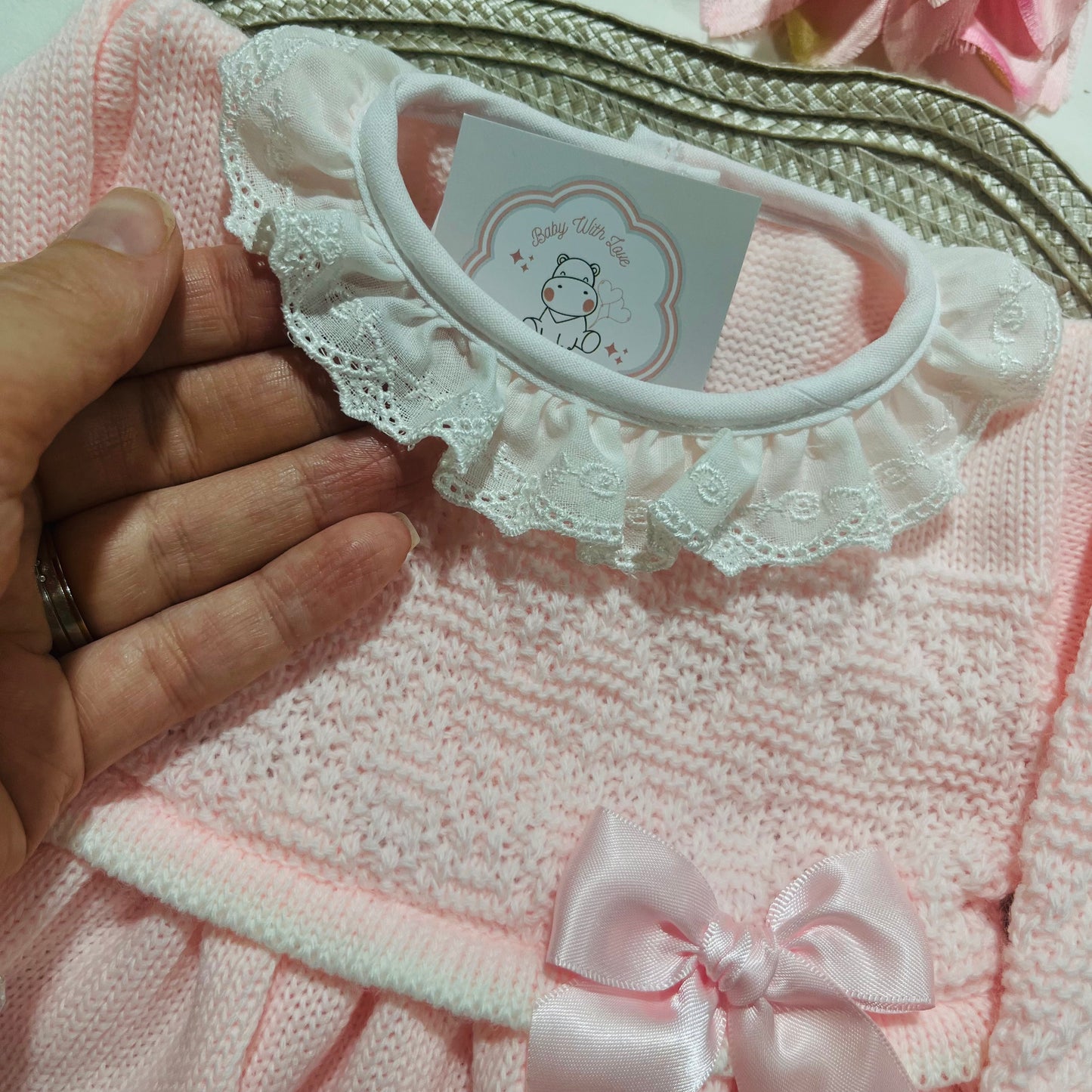 Vestido em malha para bebé - 1/3 e 3/6M - Rosa bebé