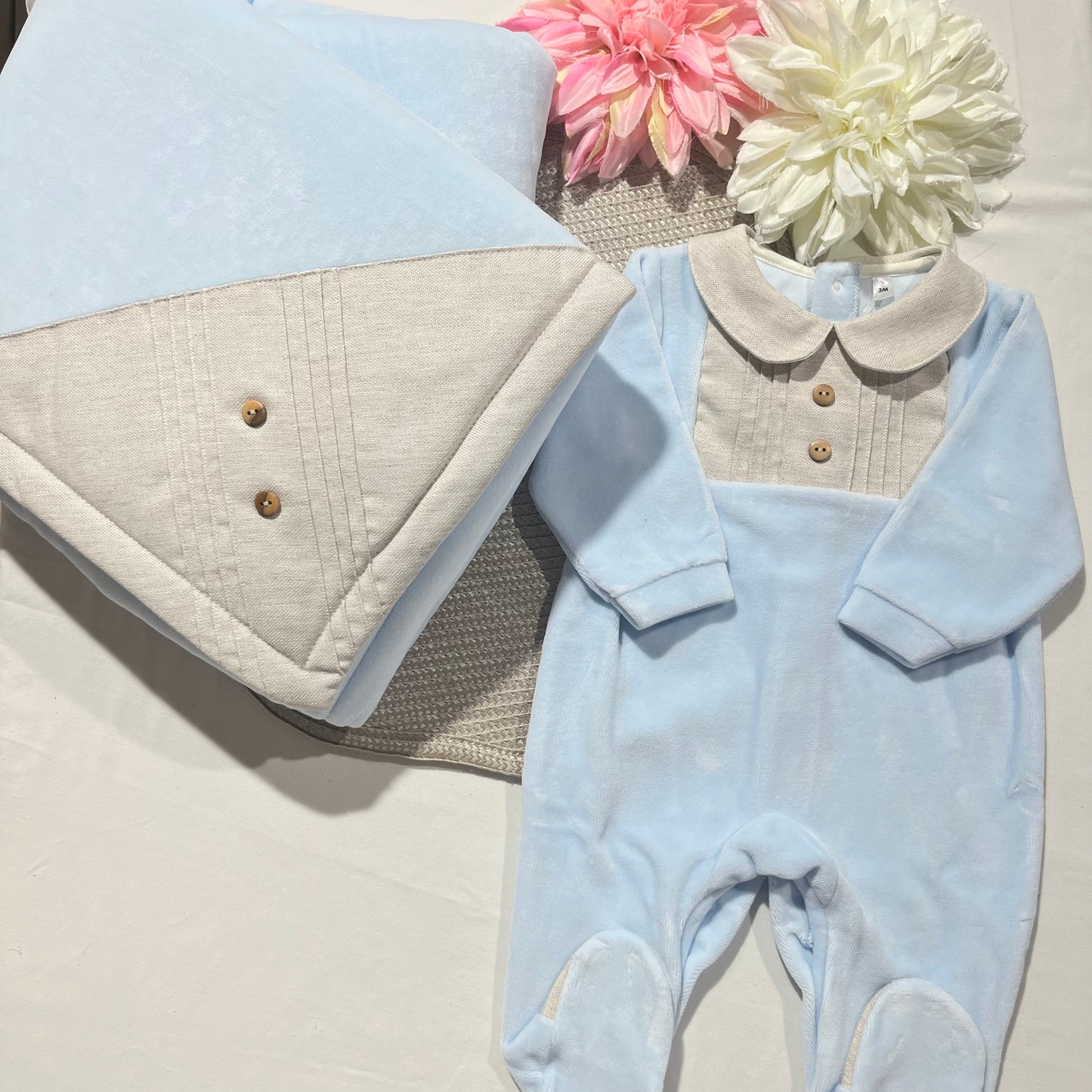 Conjunto Linho Premium para bebé - Azul bebé