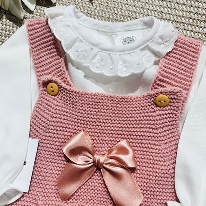 Conjunto vestido para bebé - 1/3 e 3/6M - Rosa velho