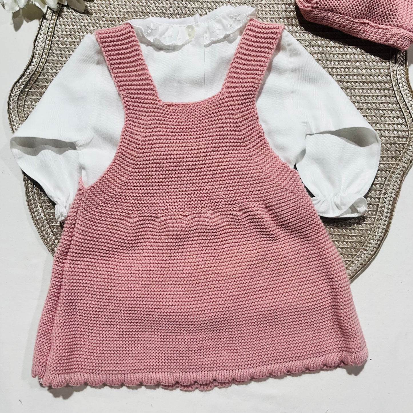 Conjunto vestido para bebé - 1/3 e 3/6M - Rosa velho