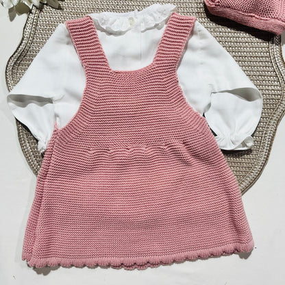 Conjunto vestido para bebé - 1/3 e 3/6M - Rosa velho