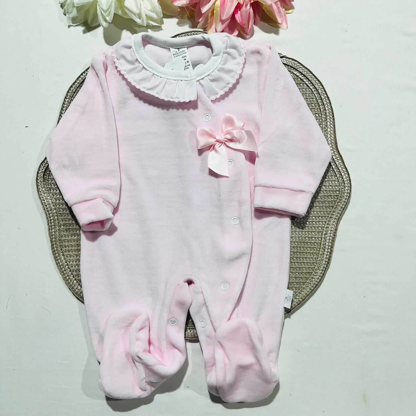 Babygrow em veludo clássico - Rosa -  2M