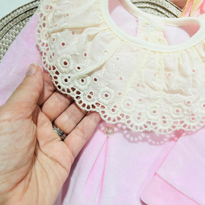 Babygrow Sophia em veludo - Rosa -  1M