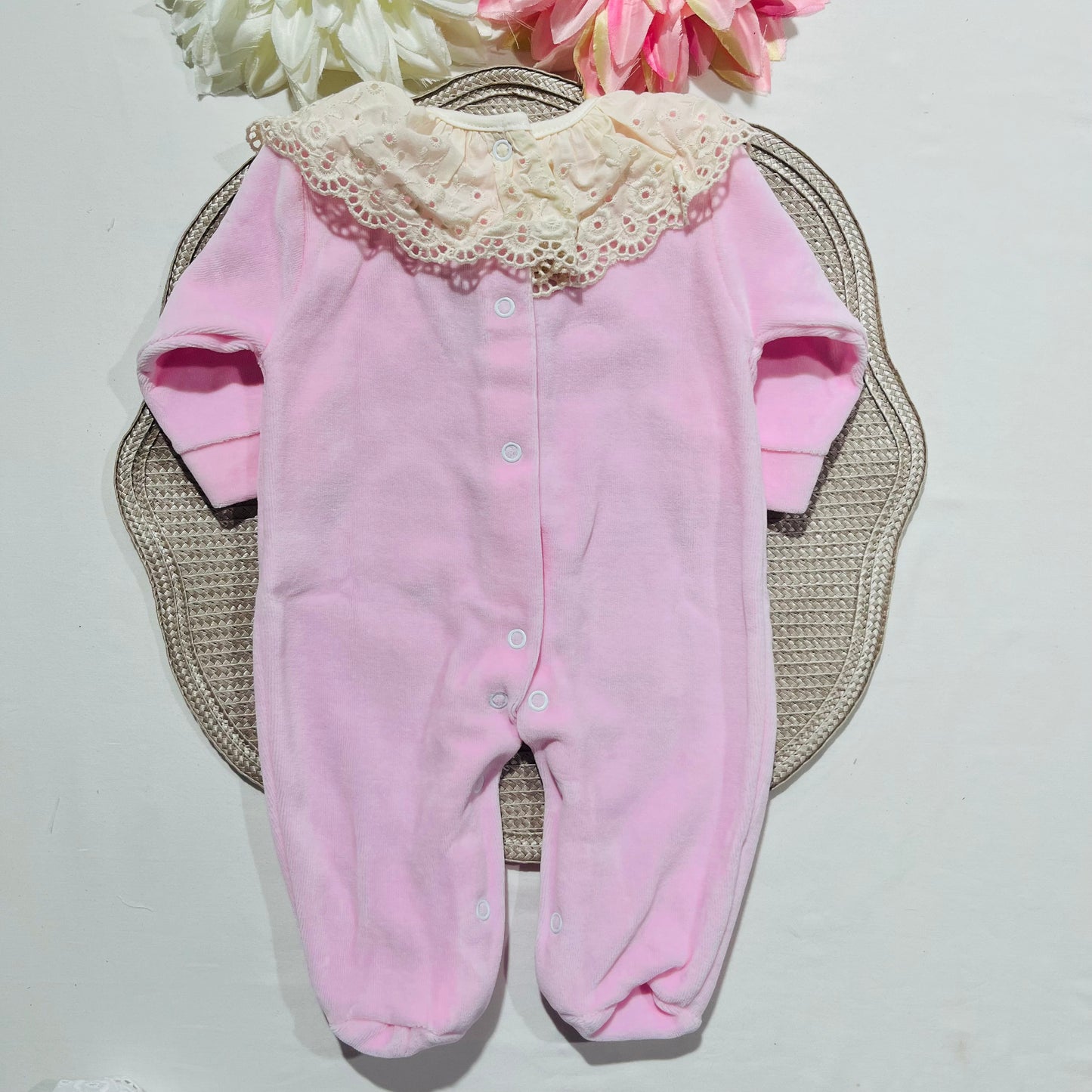 Babygrow Sophia em veludo - Rosa -  1M
