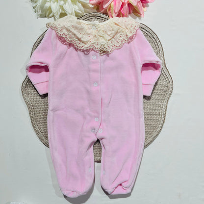 Babygrow Sophia em veludo - Rosa -  1M