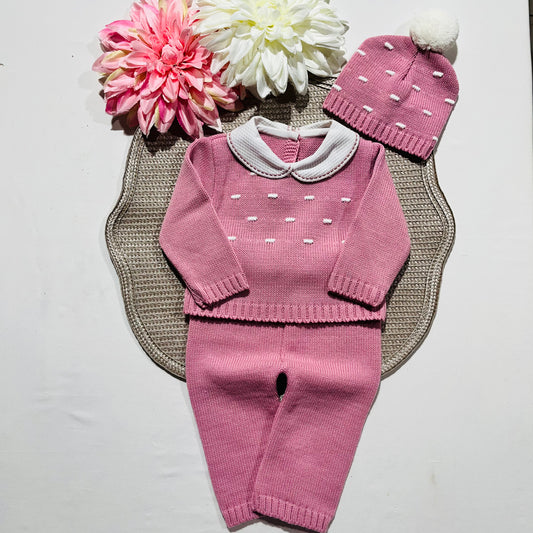 Conjunto em malha 3 peças para bebé - 1M