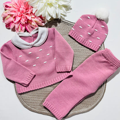 Conjunto em malha 3 peças para bebé - 1M