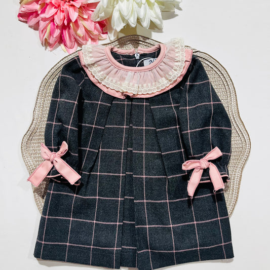 Vestido para bebé com renda e laço  - 3 e 6M