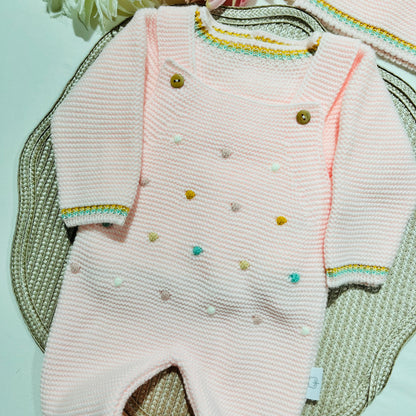 Conjunto Arco-iris em malha para bebé  - 3 peças - 1/3M - Rosa bebé
