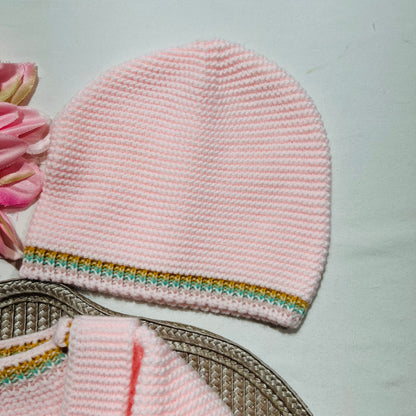 Conjunto Arco-iris em malha para bebé  - 3 peças - 1/3M - Rosa bebé