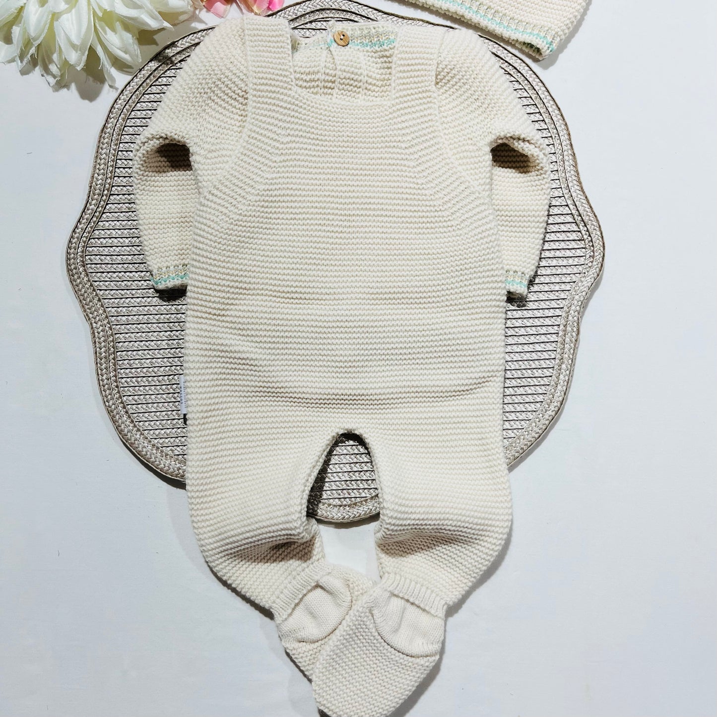 Conjunto Arco-iris em malha para bebé  - 3 peças - 1/3M - Areia