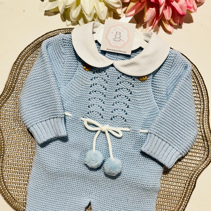 Conjunto Docinho em malha para bebé - Azul bebé- 1M, 3M e 6M