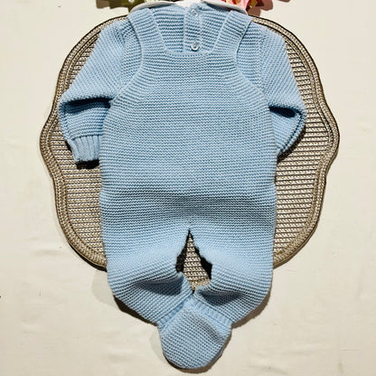 Conjunto Docinho em malha para bebé - Azul bebé- 1M, 3M e 6M