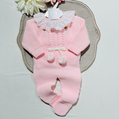 Conjunto Docinho em malha para bebé - Rosa bebé- 1M, 3M e 6M