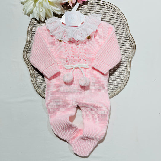 Conjunto Docinho em malha para bebé - Rosa bebé- 1M, 3M e 6M