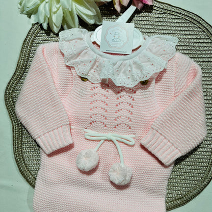 Conjunto Docinho em malha para bebé - Rosa bebé- 1M, 3M e 6M