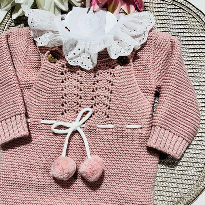 Conjunto Docinho em malha para bebé - Rosa velho- 1M, 3M e 6M