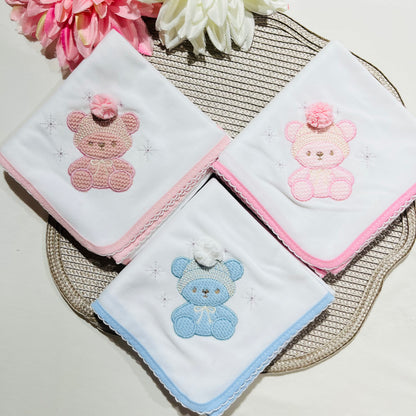 Fralda 100% algodão Urso pompom - várias cores