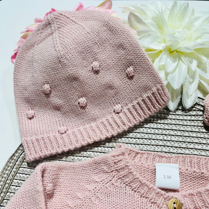Conjunto macacão pompom - 3 peças -Rosa velho