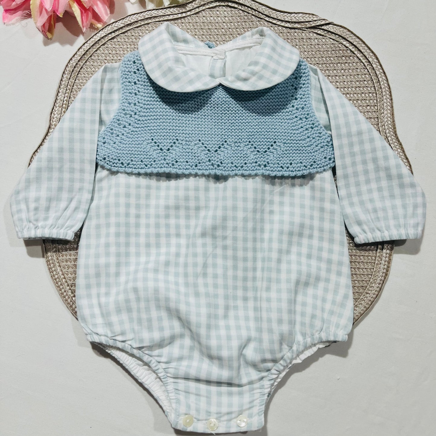 Conjunto Vichy - Fofo e colete - 1 aos 12M