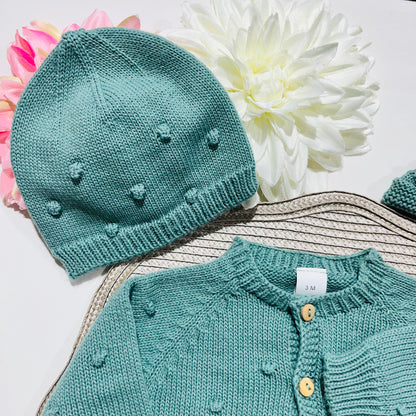 Conjunto macacão pompom - 3 peças - Verde