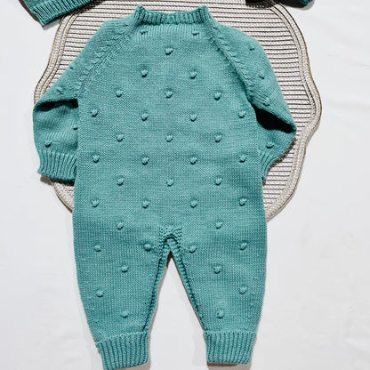 Conjunto macacão pompom - 3 peças - Verde