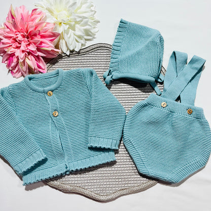 Conjunto Mimo  em malha para bebé - Verde agua - 1 aos 12M