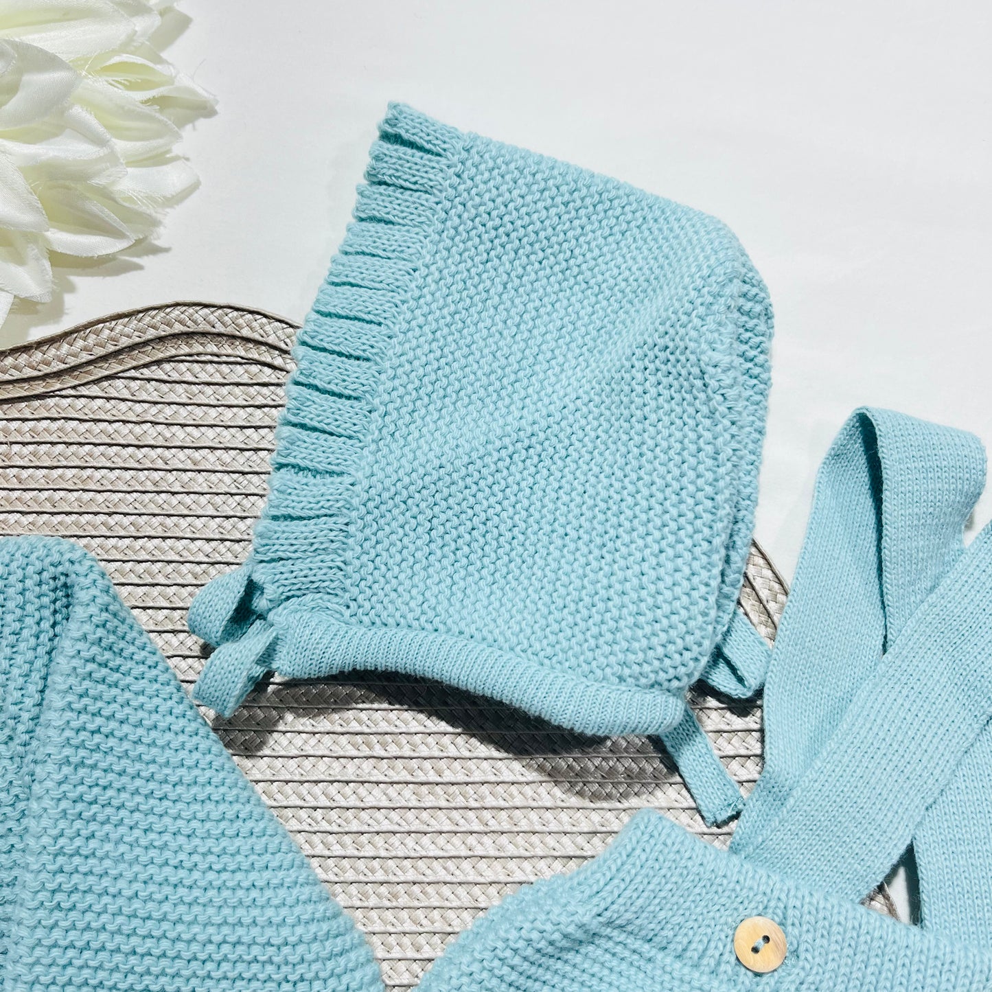 Conjunto Mimo  em malha para bebé - Verde agua - 1 aos 12M